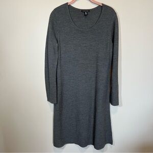 Eileen Fisher Women’s Gray Extra Fine Merino Wool Sweater Dress Small